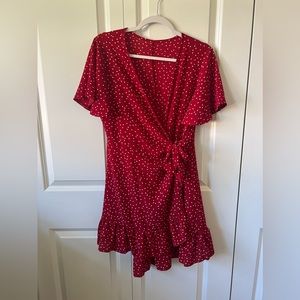 Women’s Red Polka Dot Wrap Dress